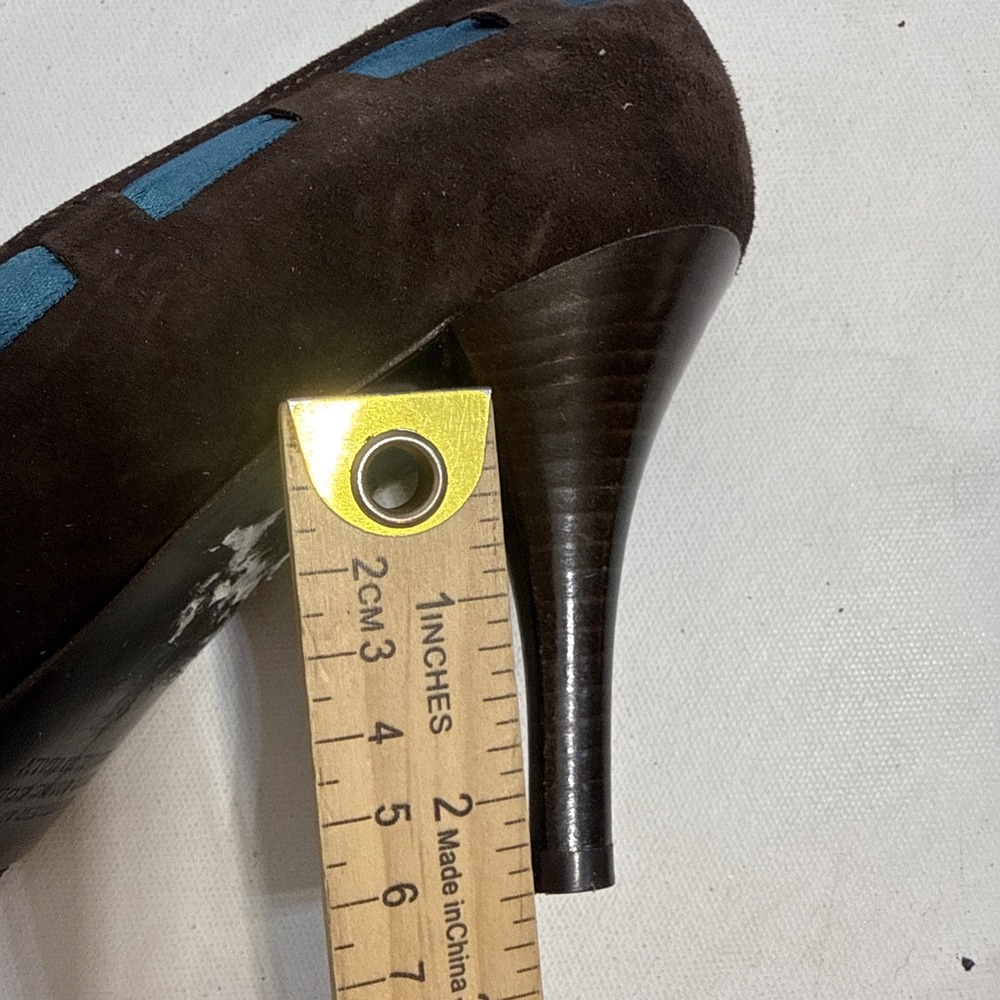 MASSIMO BALDI ITALY Ribbon Brown Sueded LEATHER PUMPS HEELS Shoes Sz 9 B - Picture 13 of 13